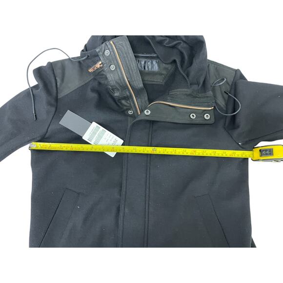 Juun J Hooded Traffic Jacket Mens Size 54 Black Wool Snap Zip Lined NWT - Picture 8 of 11